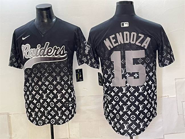 Men's Las Vegas Raiders #15 Fernando Mendoza Black Vapor Limited Stitched Baseball Jersey Men's Las Vegas Raiders #15 Fernando Mendoza Black Vapor Limited Stitched Baseball Jersey